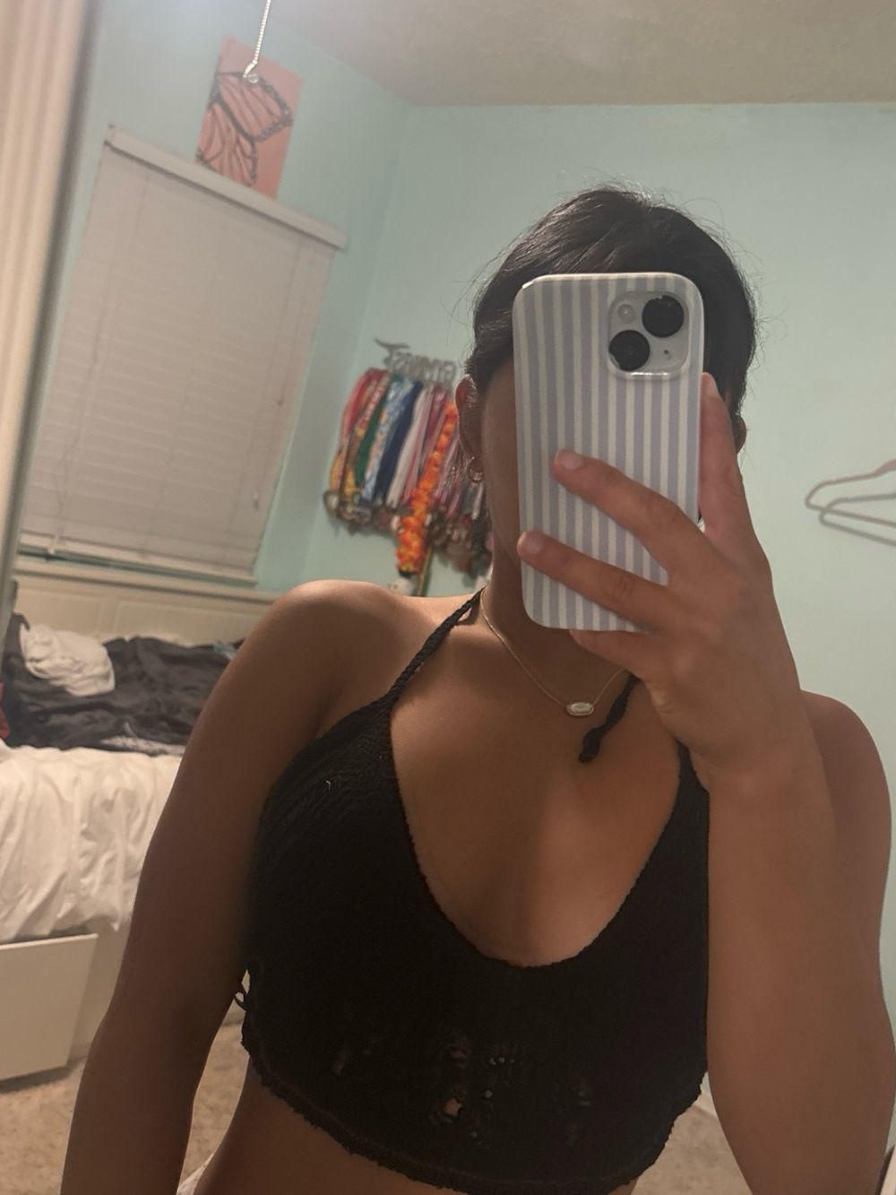 Crochet Halter Black Top